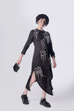 Load image into Gallery viewer, Black Flower Power Assymetric Shirt Dress
